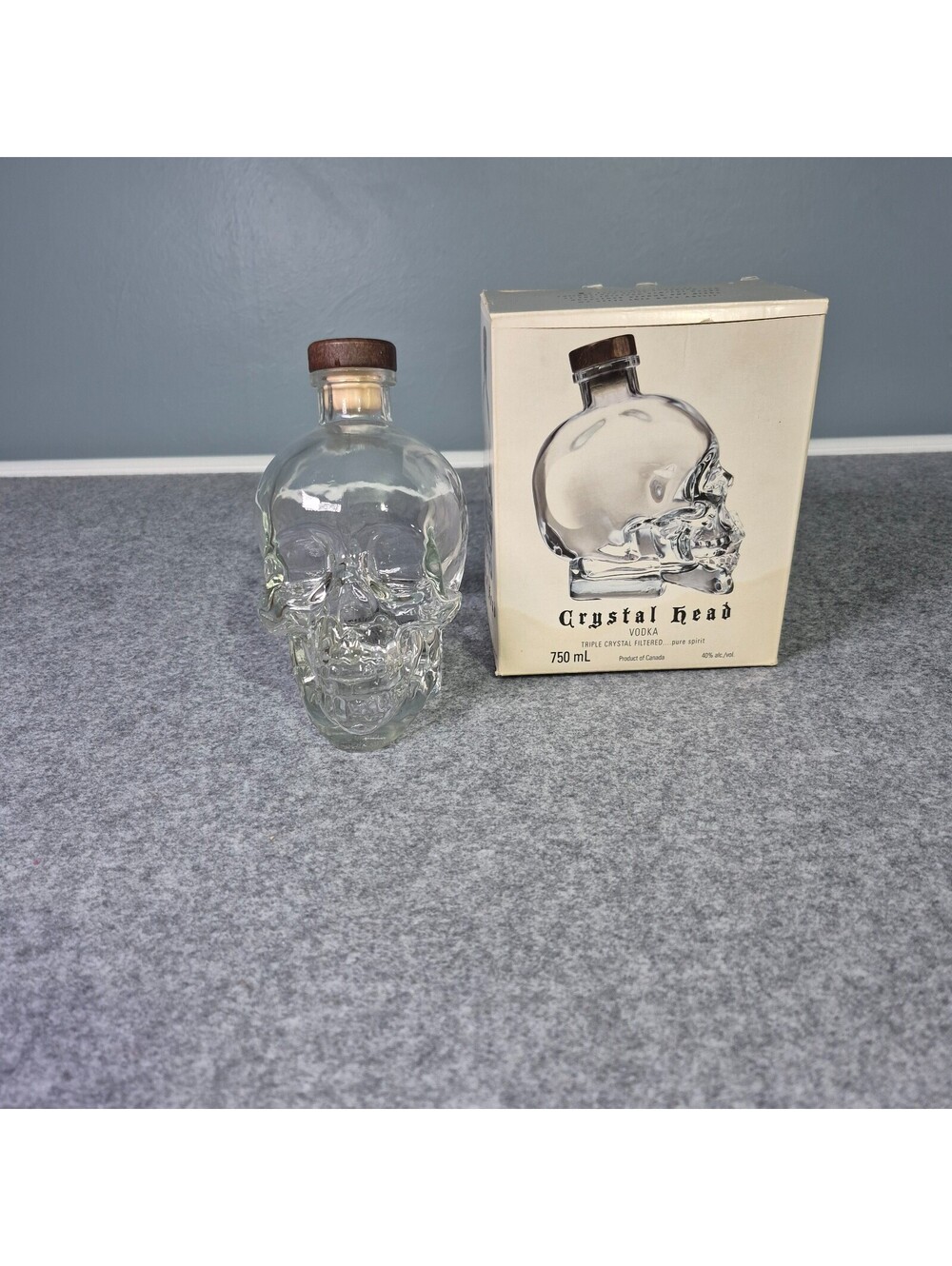 Vintage Crystal Head Vodka Clear Glass Skull Empty Bottle 750 mL Spooky Fun